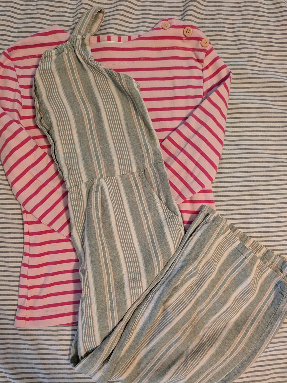 Cotton Boat Neck Shirt And Romper